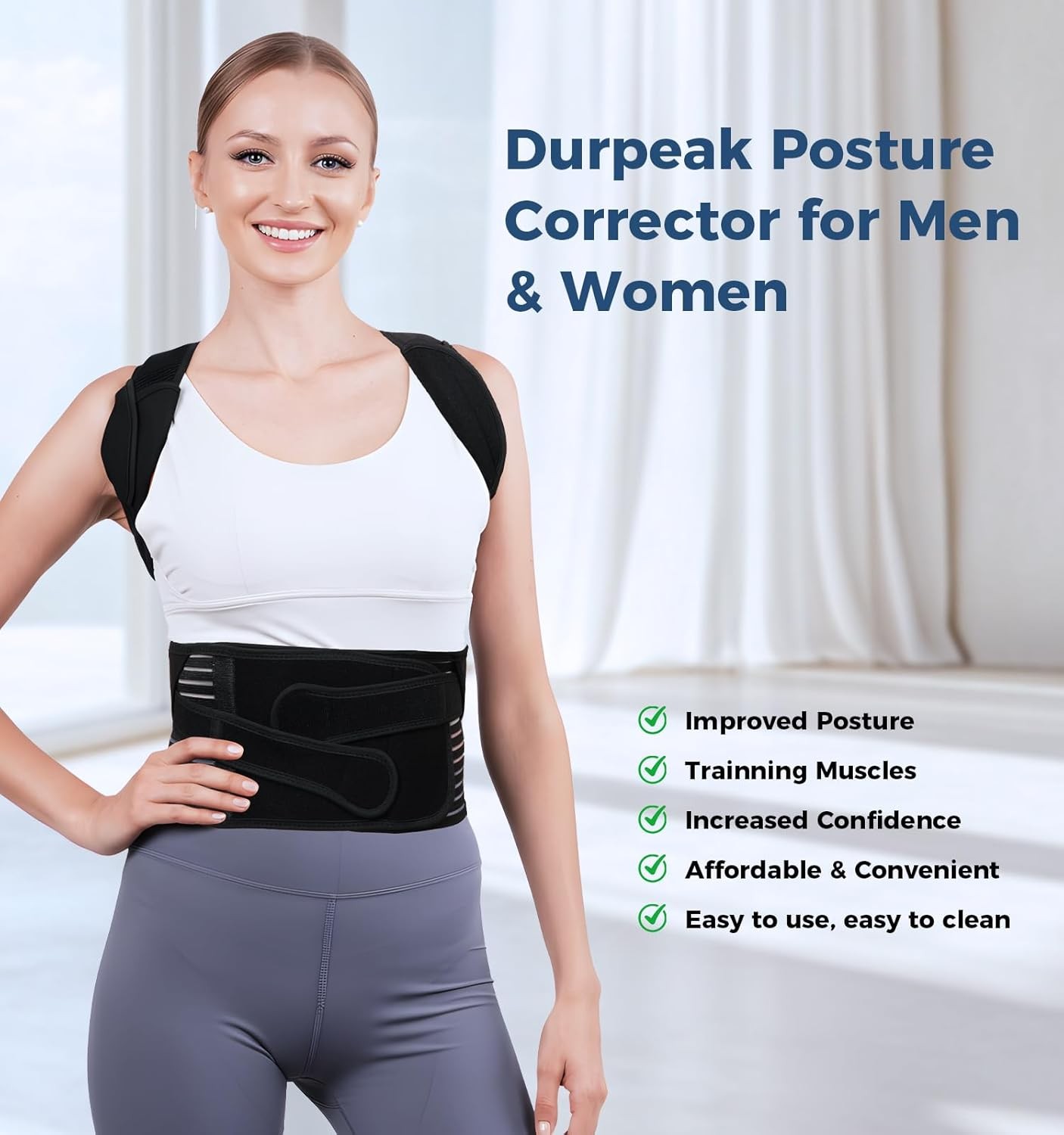 Adjustable Posture Corrector Low Back Support Shoulder Brace Belt For Men &Women