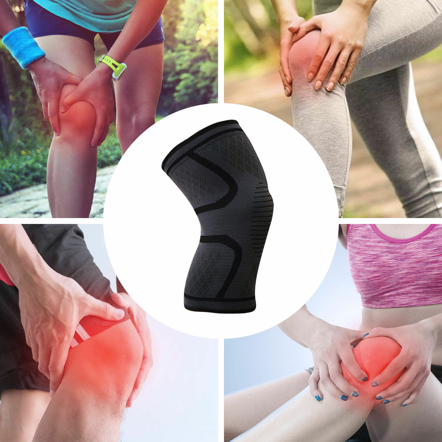 Knee Sleeve Compression Brace Supports For Sport Gym Joint Pain Arthritis US
