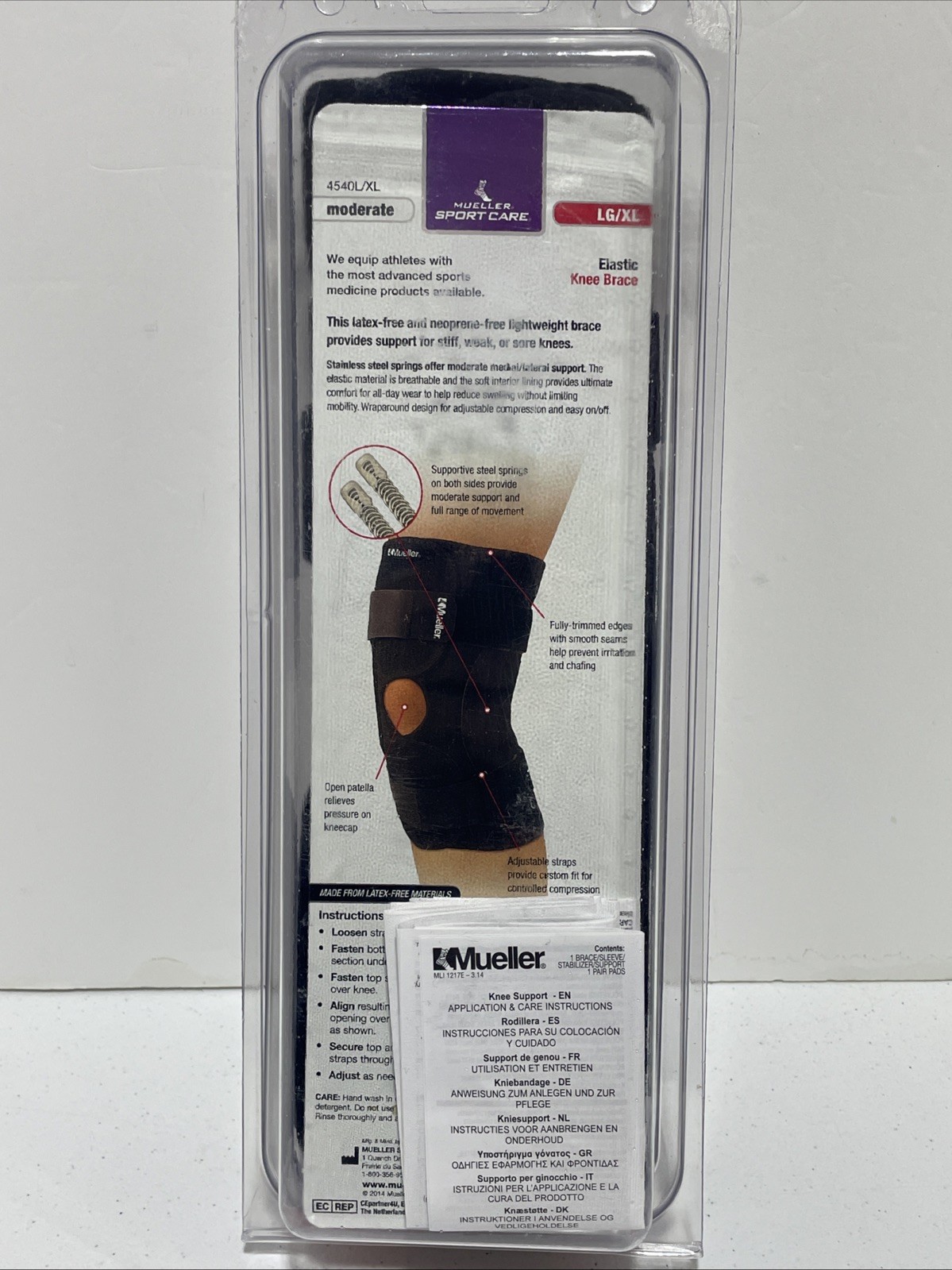 Mueller Knee Brace Size LG/XL Moderate Old Football Injury Firm Side Support New
