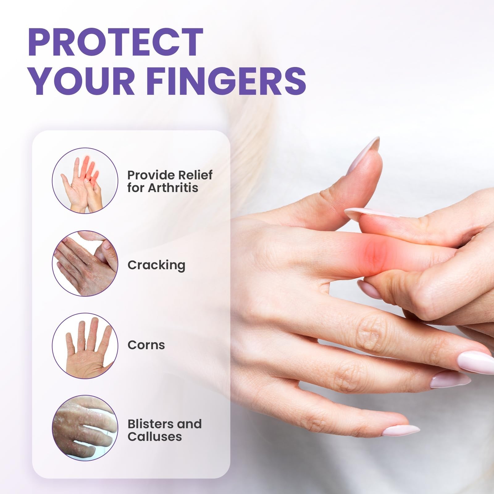 20 PCS Silicone Gel Finger Sleeves – Lavender Extract Cots for Cracking, Blister