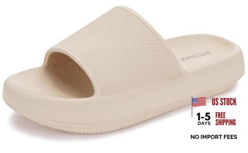 Cushioned Thick Sole Pillow Slippers for Women 9-10 Women/7.5-8.5 Men Khaki