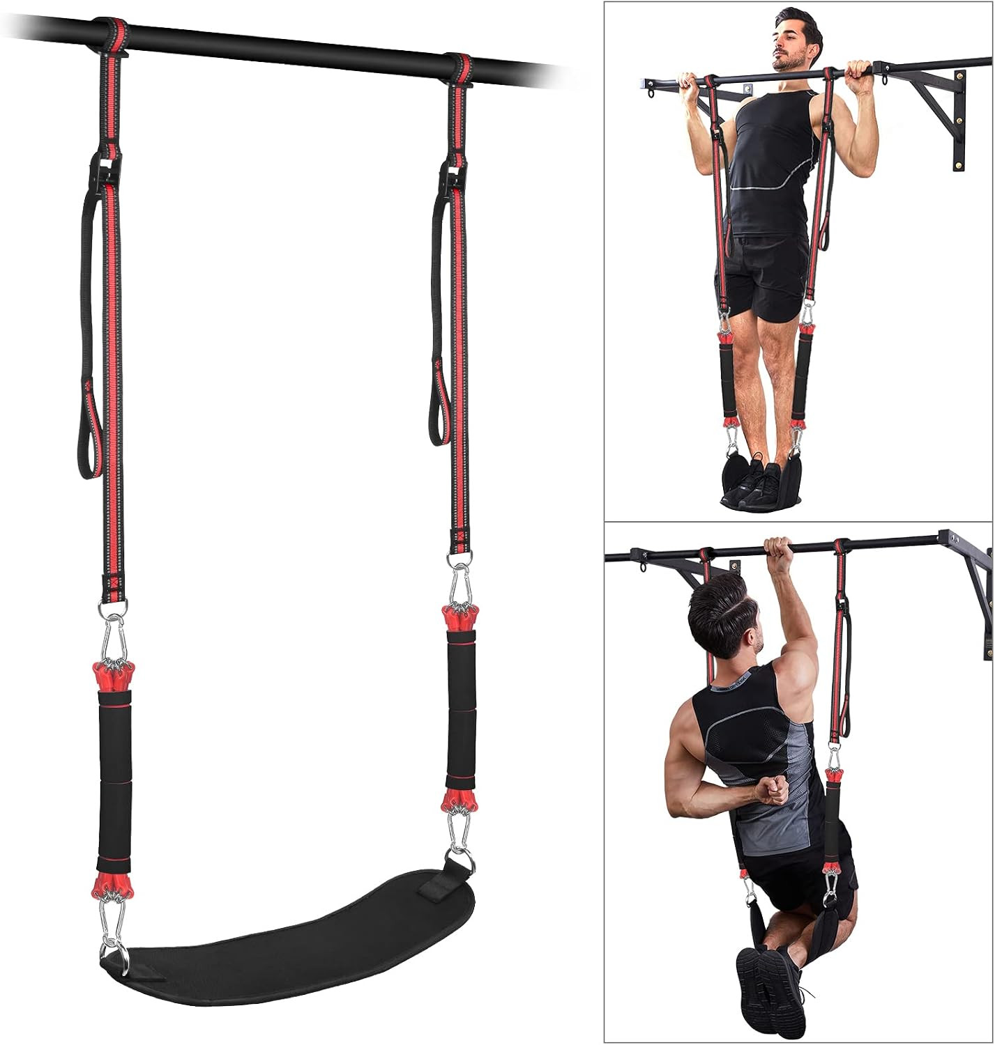 Pull Up Assistance Bands with Fabric Feet/Knee Rest, Heavy Duty Pull Up Resistan