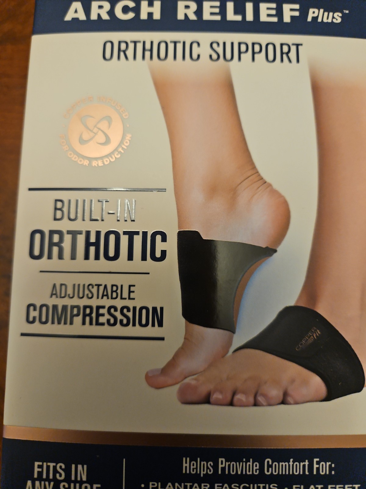 2x COPPER FIT ARCH RELIEF PLUS ORTHOTIC SUPPORT ADJUSTABLE ONE SIZE NIB