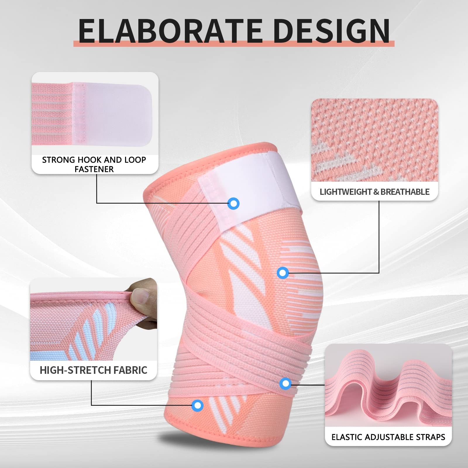 yeloumiss Knee Brace for Women & Men Support Sleeve 1 Pack Medium, Pink