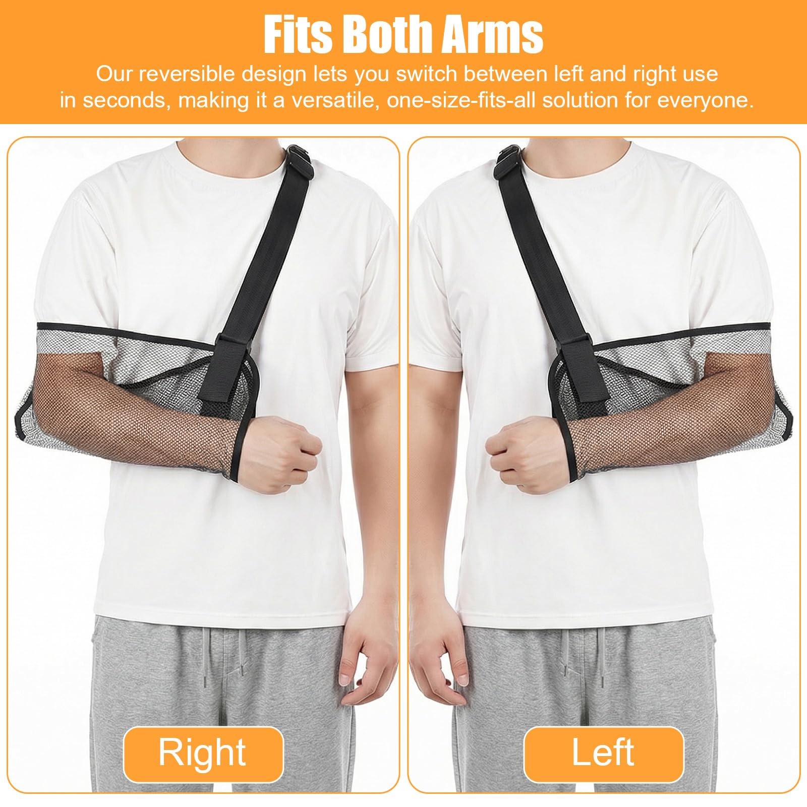 WJIAAA Mesh Arm Sling for Shoulder Injury, Adjustable One Size, Black