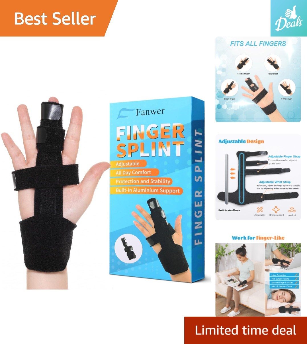 Versatile Reversible Middle Finger Splint – Support for Arthritis & Tendonitis