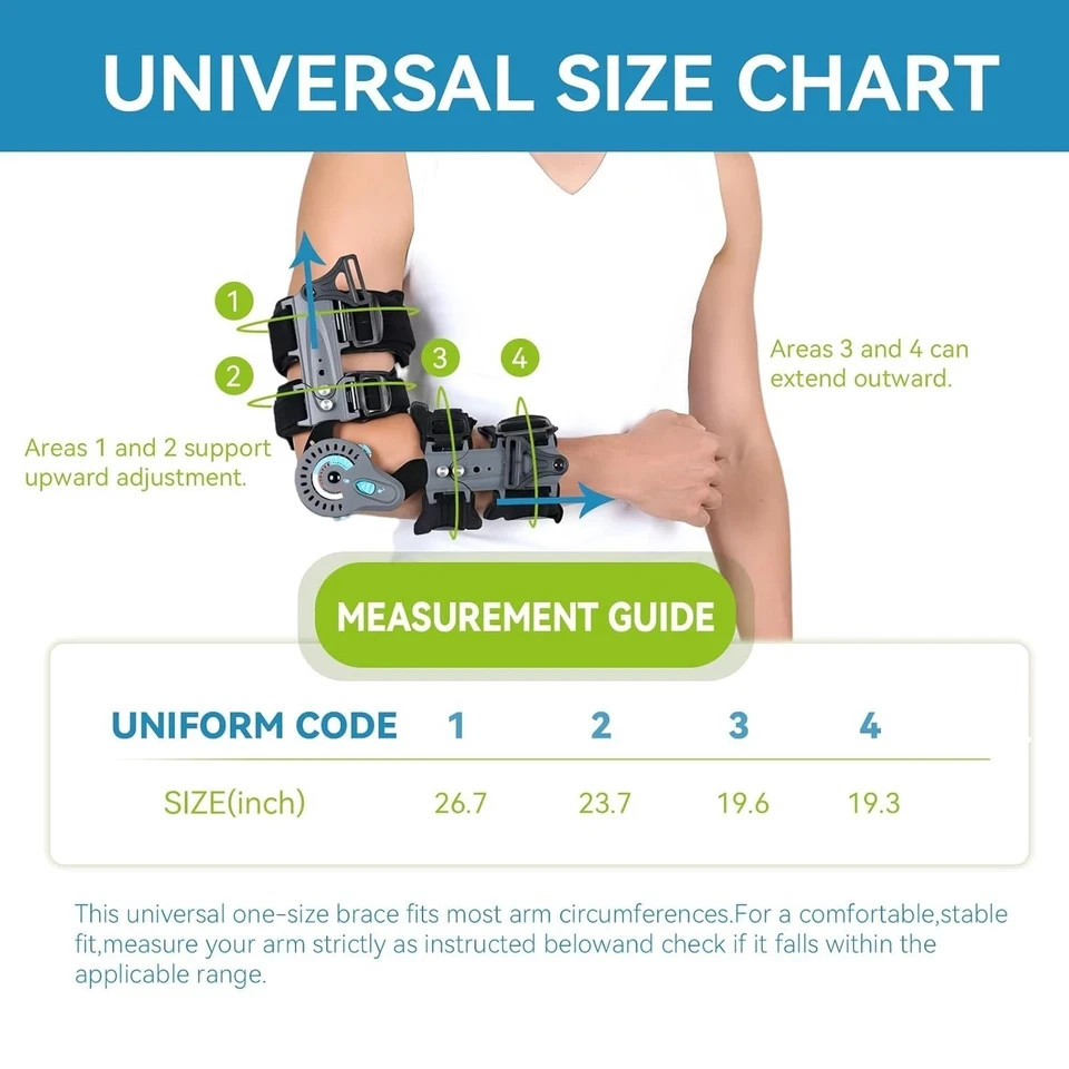 Komzer Hinged Elbow Brace for Post-Op Recovery, Adjustable ROM Immobilizer Right