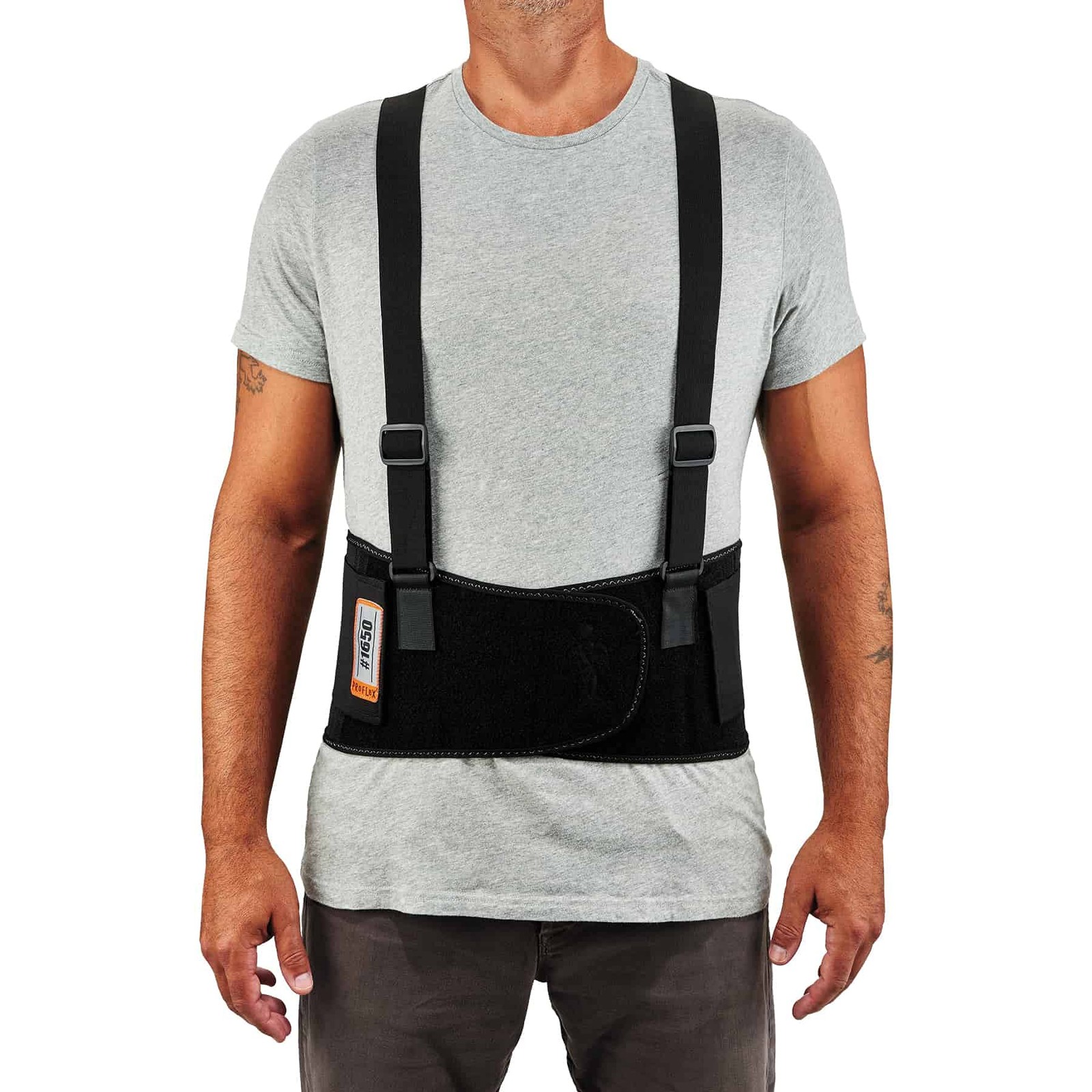 Ergodyne ProFlex 100 Large Elastic Back Support Brace with Adjustable Suspenders