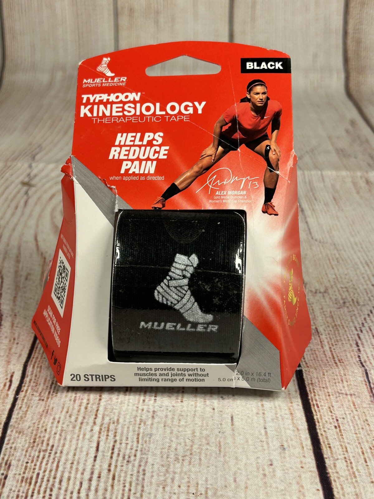 Mueller Sports Medicine Kinesiology Tape 20 Pre-Cut Strips Black 2″ x 9.75″