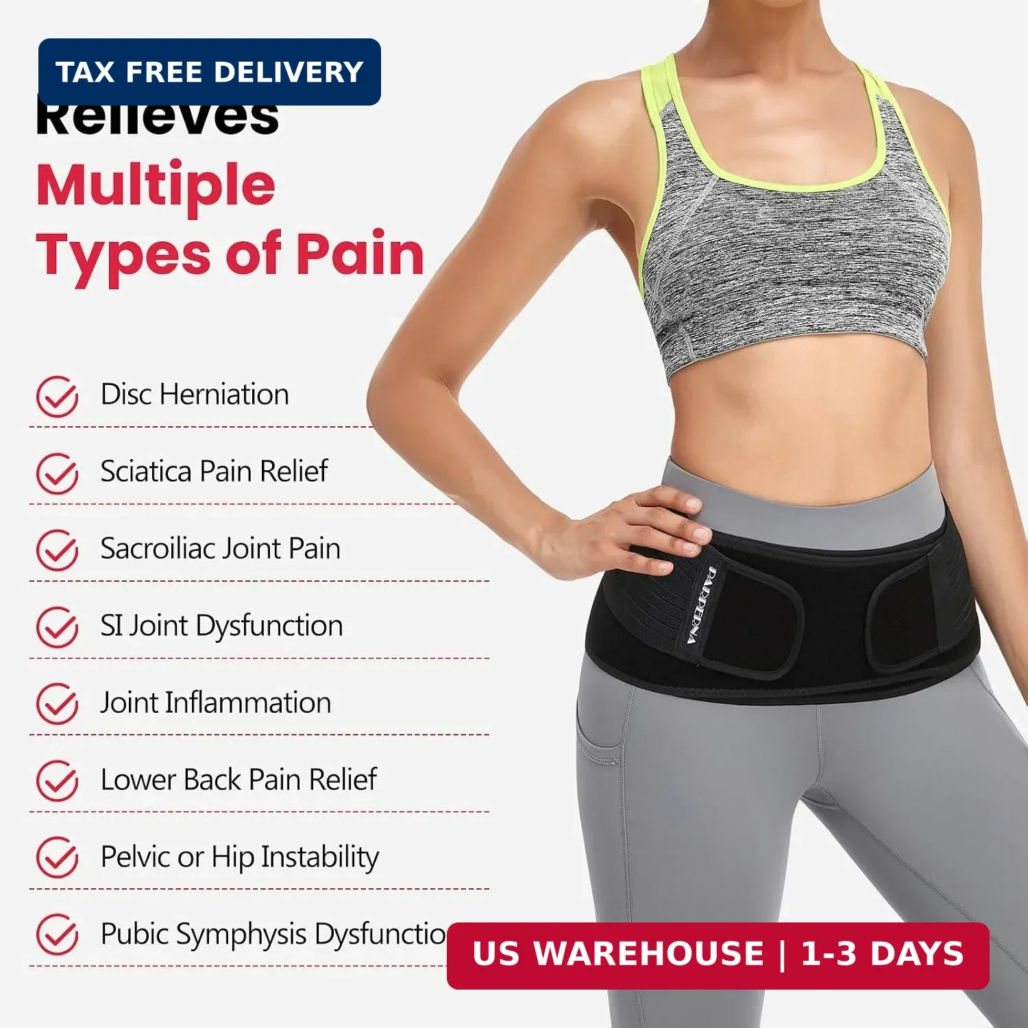 Sacroiliac SI Hip Belt for Women Men SI Joint Hip Belt Lower Back Support Brace