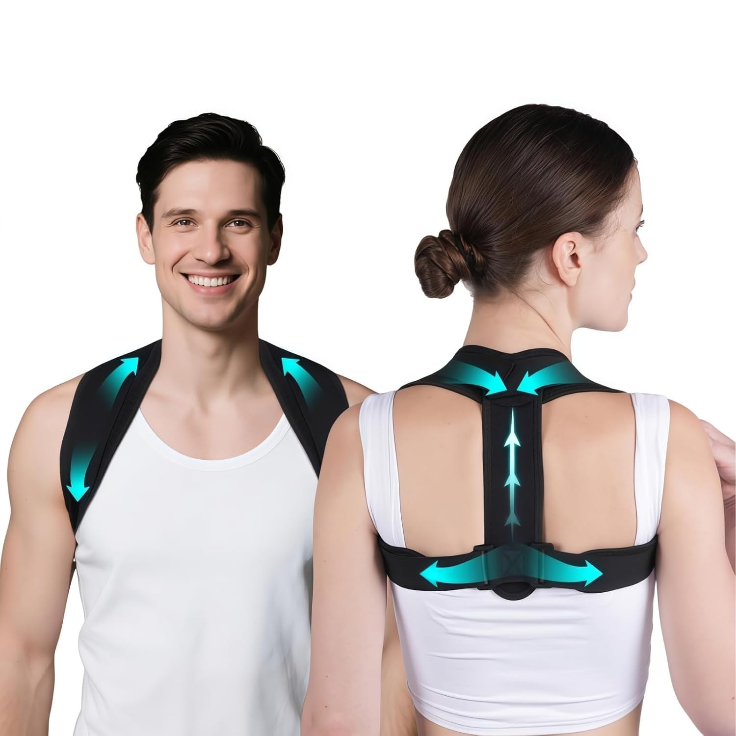 Posturace Posture Corrector for Women & Men – Adjustable One Size, Black
