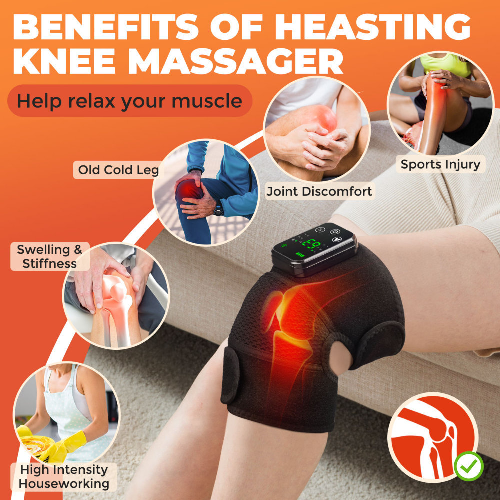 Cordless Heated Knee Brace Wrap Massager with Vibration for Knee Shoulder Elbow