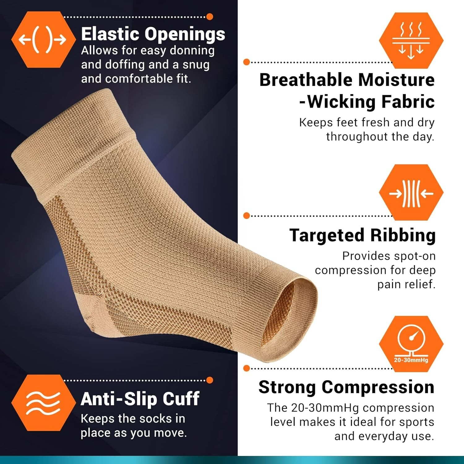 Calcetines de compresión para fascitis plantar y tendinitis de Aquiles, talla L