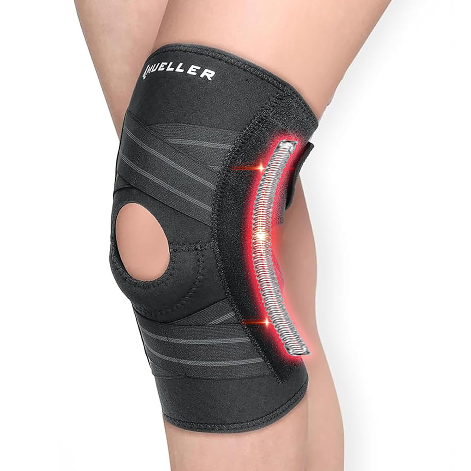 MUELLER Sports Medicine Self Adjusting Knee Brace One Size (Pack of 1), Black