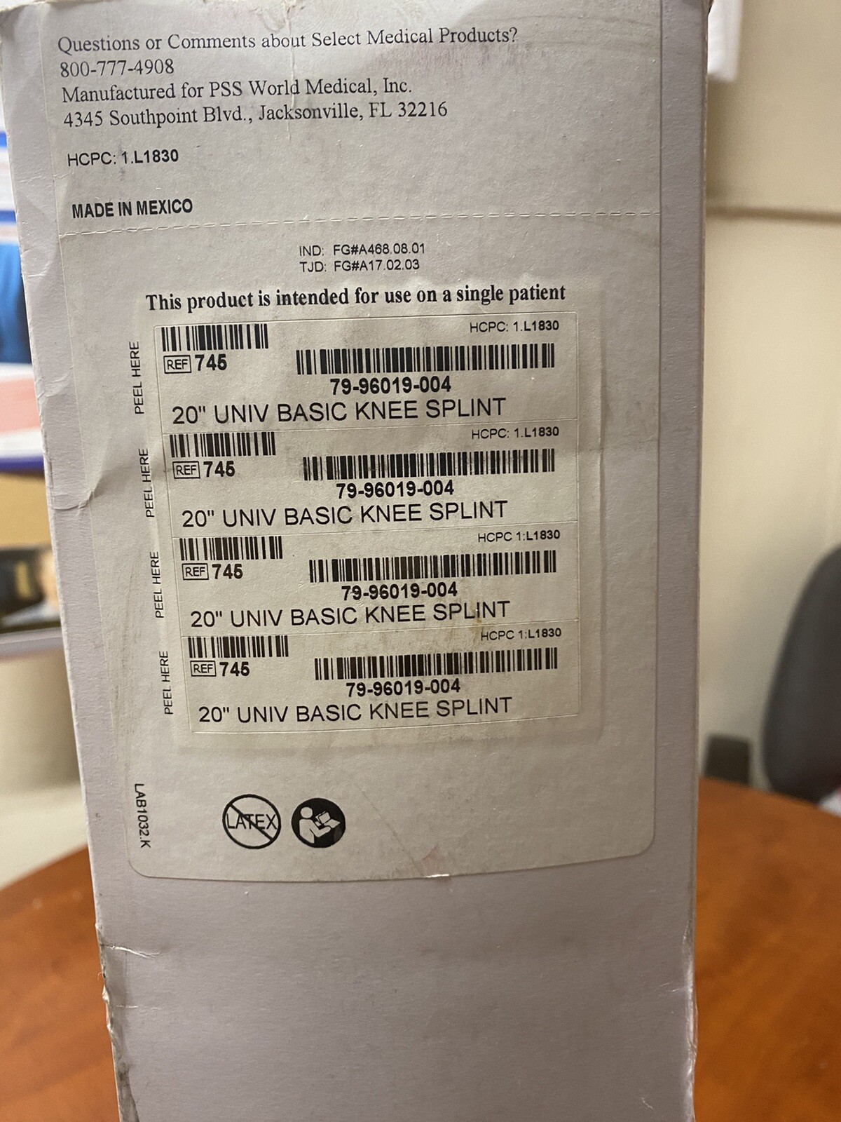 20” Universal Adult Basic Knee Brace By PSS Select #745. New In The Box!