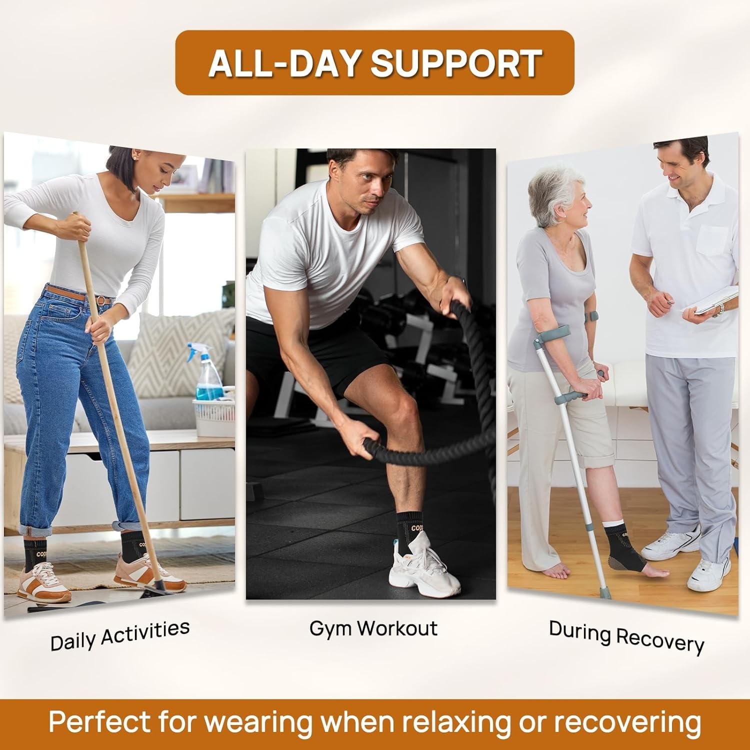 Ankle Compression Sleeve – Copper-Infused Support for Pain Relief (2 Pack)