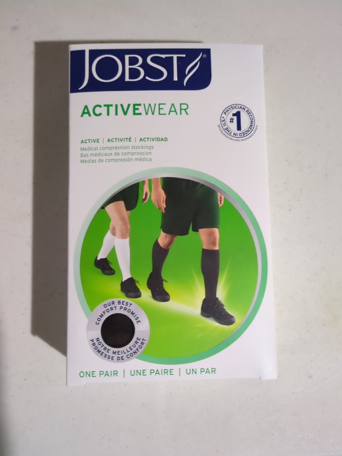 Jobst ActiveWear 20-30 mmHg Firm Support Unisex Black Knee Highs Stocking Small