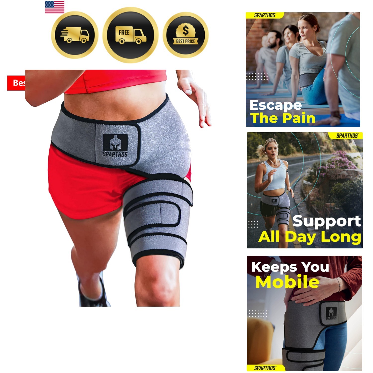 Sciatic Nerve Brace – Hip Support Belt – Sciatica, SI Joint, Hamstring Pain R…