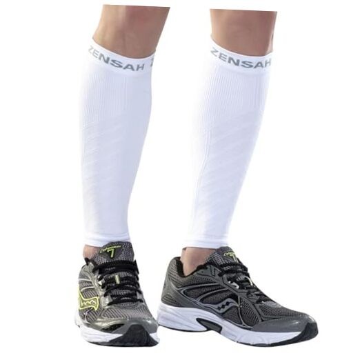 Running Leg Compression Sleeves – Shin Splint, Calf X-Small-Small White