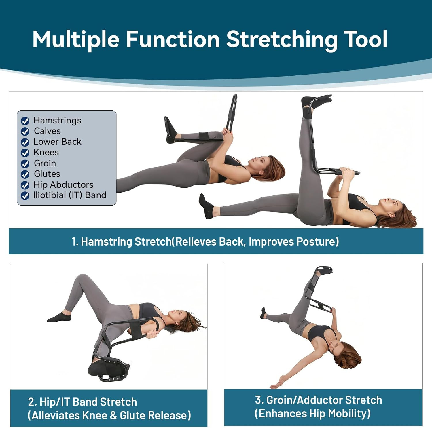 Hamstring Stretcher, Knee Extension Device, Lower Back, Hip & Calf Stretching