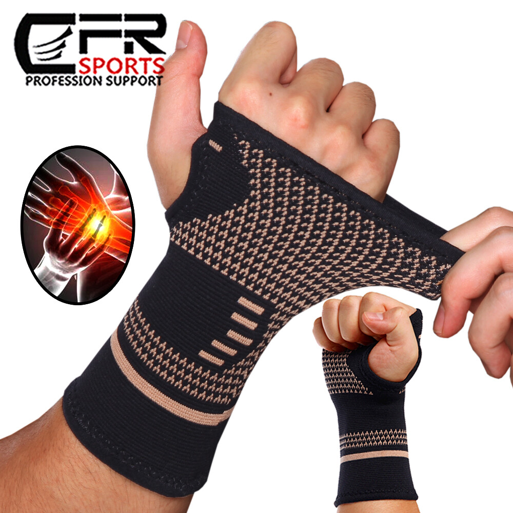 Copper Wrist Support Brace Compression Sleeve Arthritis Gym Carpal Tunnel Hand @