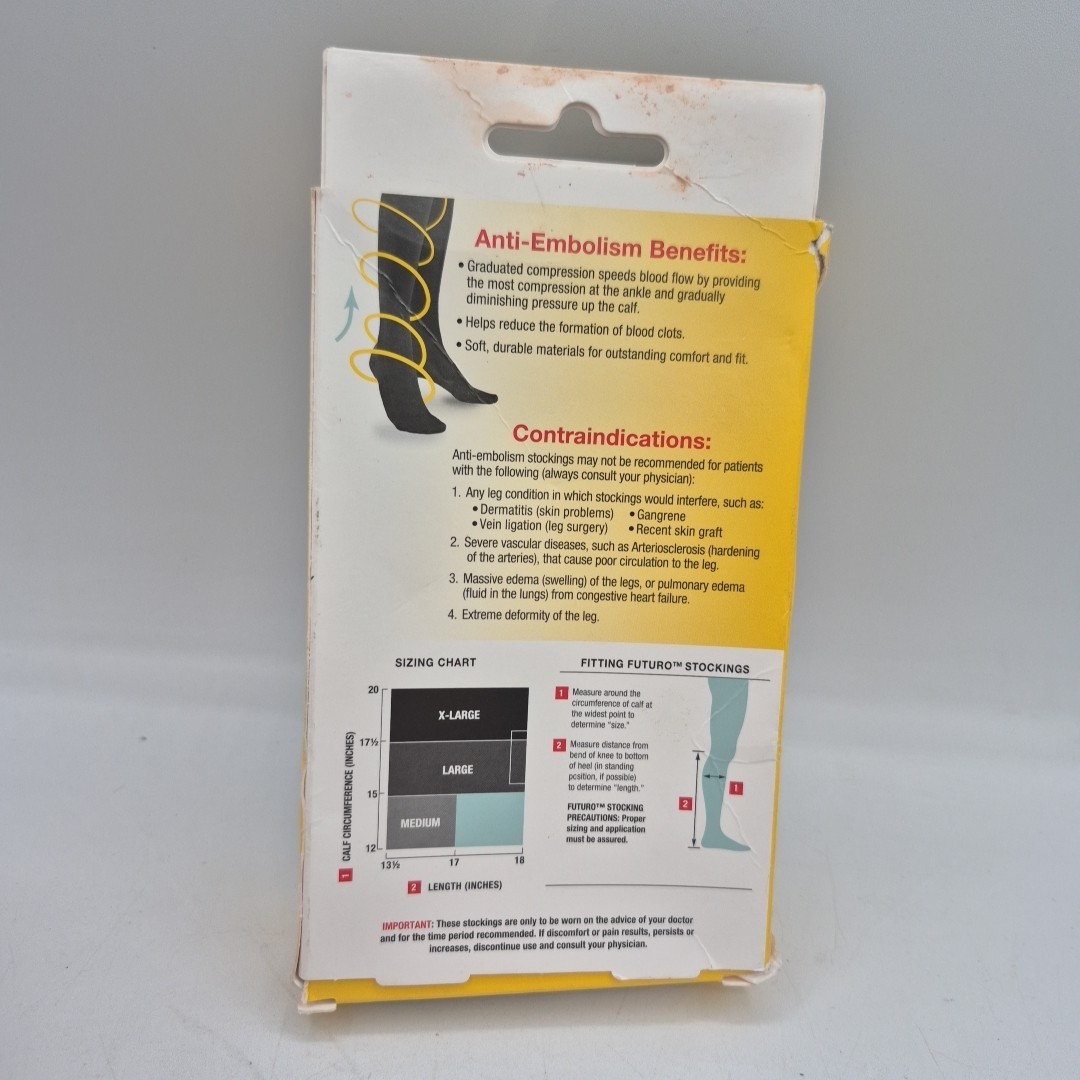 3M Futuro Knee Socks Stocking Anti-Embolism Moderate Compression, White Medium