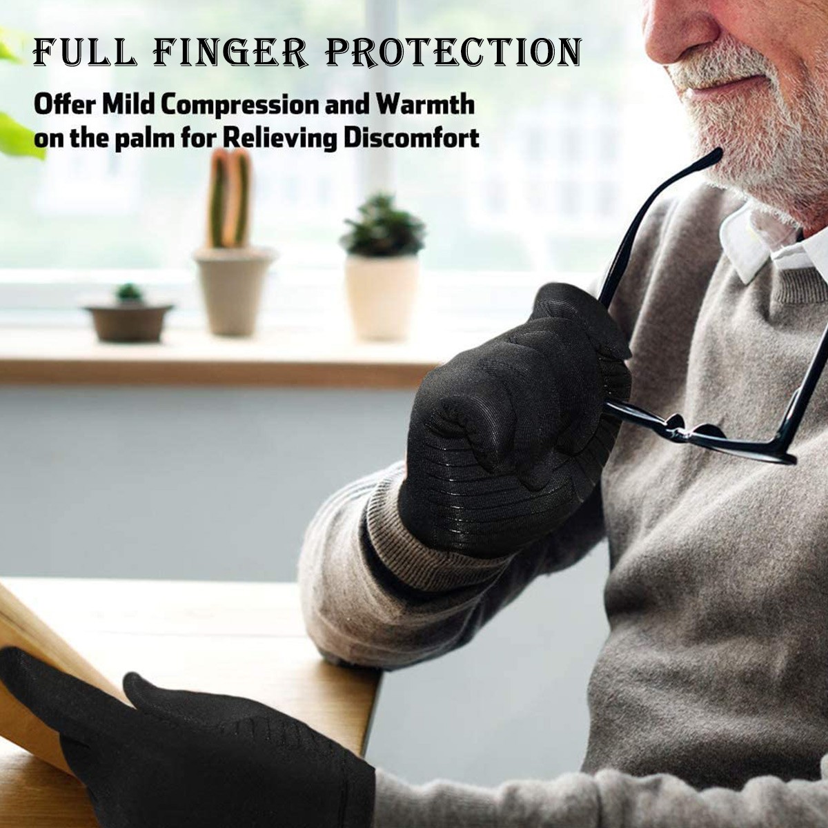 2 Pairs Soft Compression Arthritis Gloves Fingerless Hand Gloves for Women & Men
