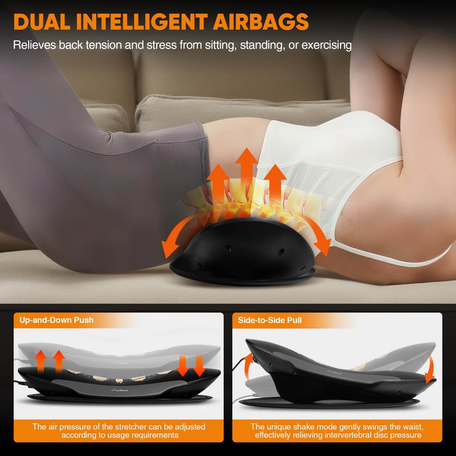 Electric Lumbar Traction Device for Lower Back Pain Relief, Multifunctional L…