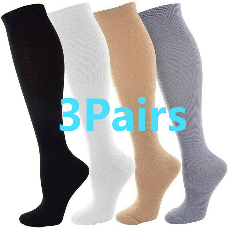 3 Pares Medias de Compresión para Hombres y Mujeres Calcetines de Compresión US