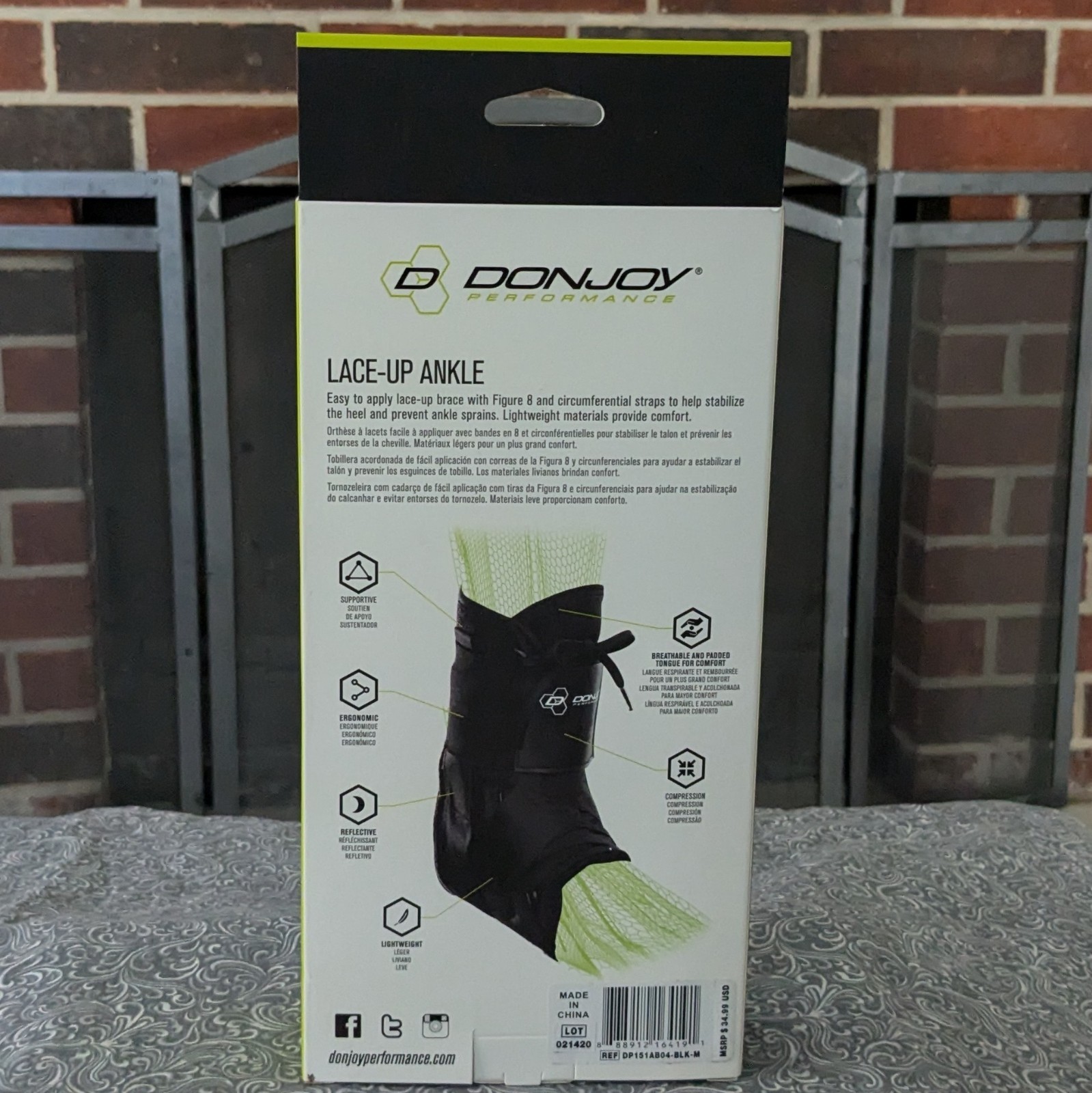 DonJoy Performance Ankle Brace Lace Up Figure 8 Straps For Stabilization Sz Med