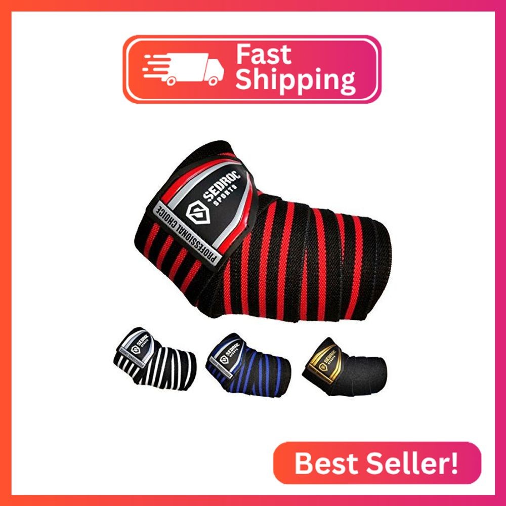 Sedroc Sports Professional Weight Lifting Elbow Wraps Powerlifting Support Sleev