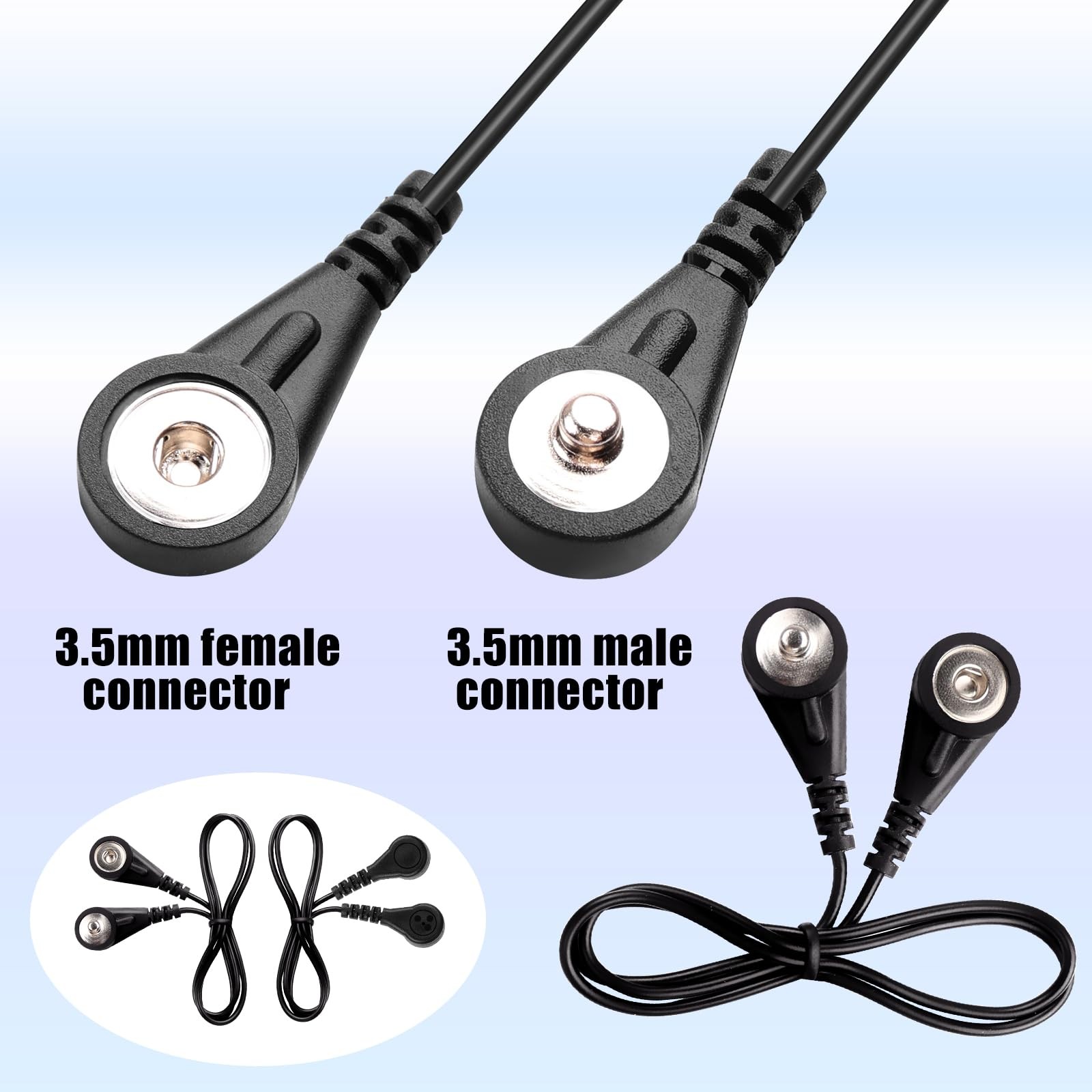 4PCS 3.5mm Lead Wires, Snap Connector Cables for EMS/TENS Compatible Units, S…