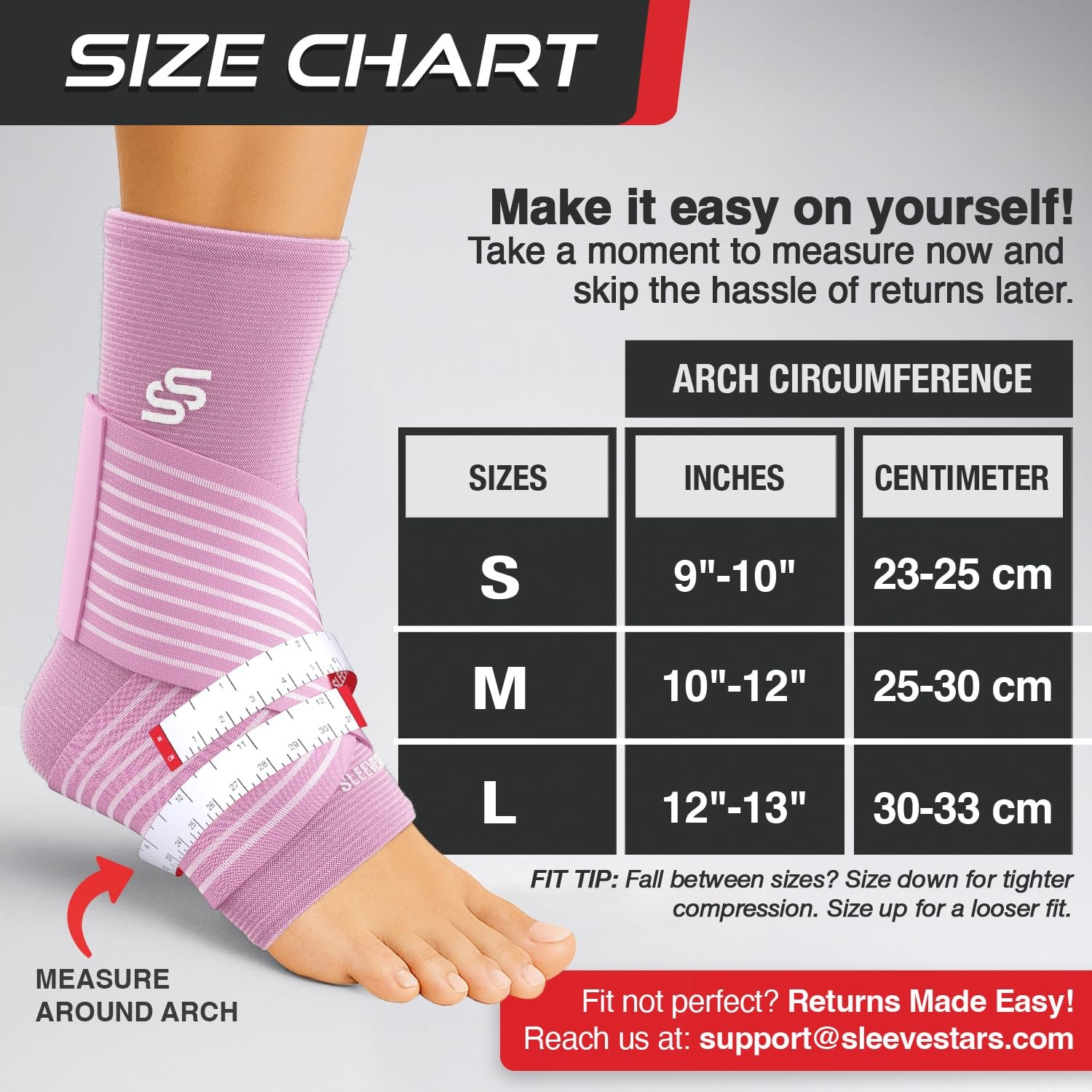 Sleeve Stars Ankle Brace for Women & Men, Wrap Large, Baby Pink
