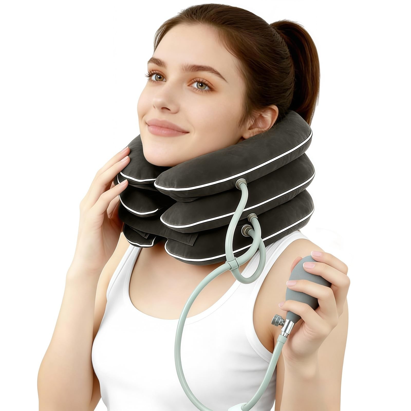DIIKEN Cervical Neck Traction Device for Home Use Pain Relief,Neck Dark Gray