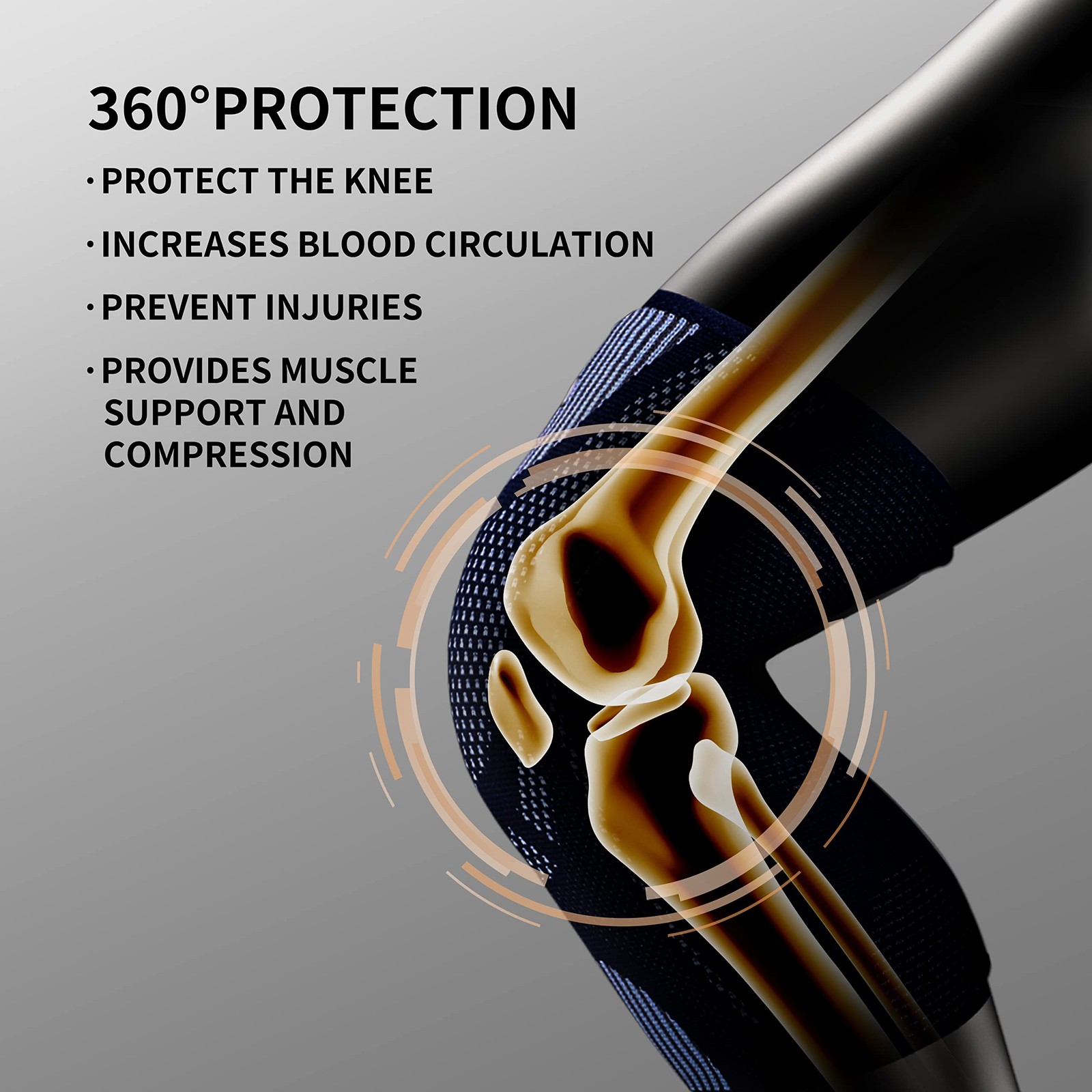 L Pack of 2 Knee Braces for Men Women Knee Compression Sleeves for Running