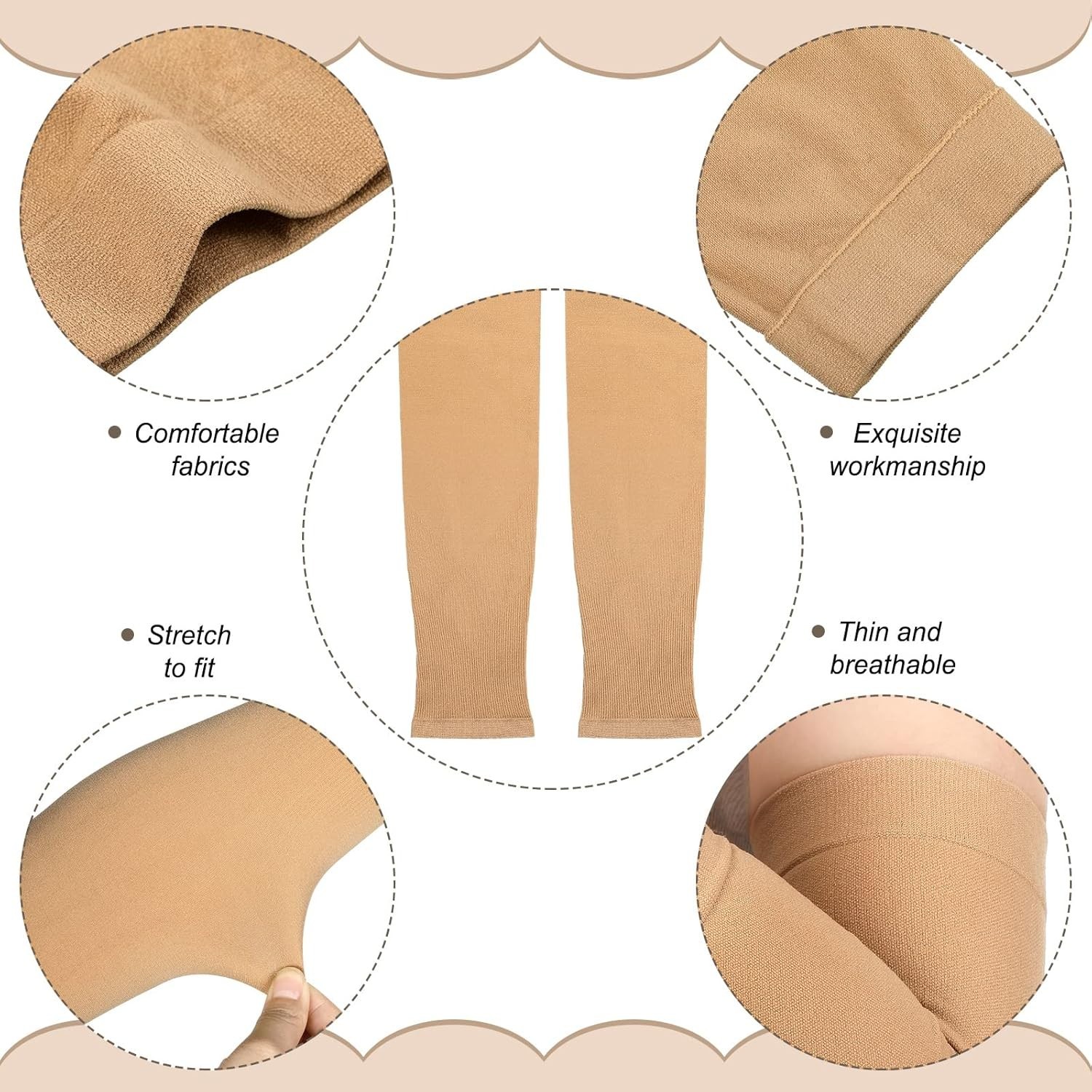 2 Pairs Full Forearm Up Compression Sleeves Band Concealer Support UV Arm Sle…