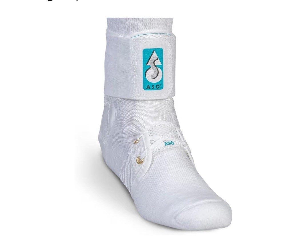 ASO Ankle Stabilizer Brace Adjustable Breathable Latex-Free CoolFlex White