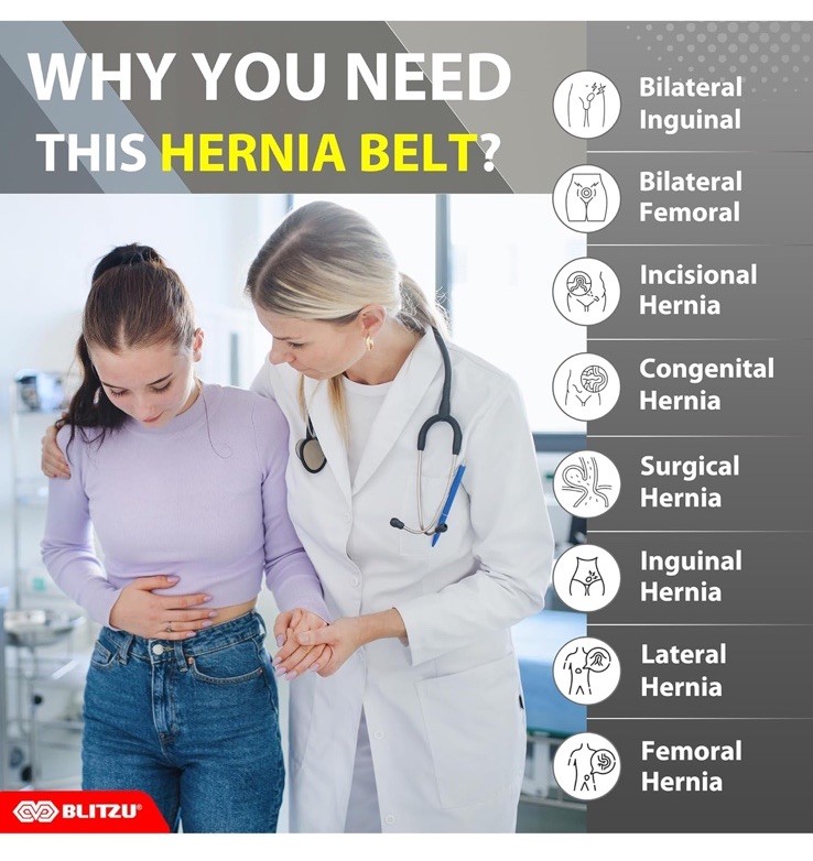 Hernia Belt for Bilateral, Double or Single Inguinal, Groin Hernia Support Truss