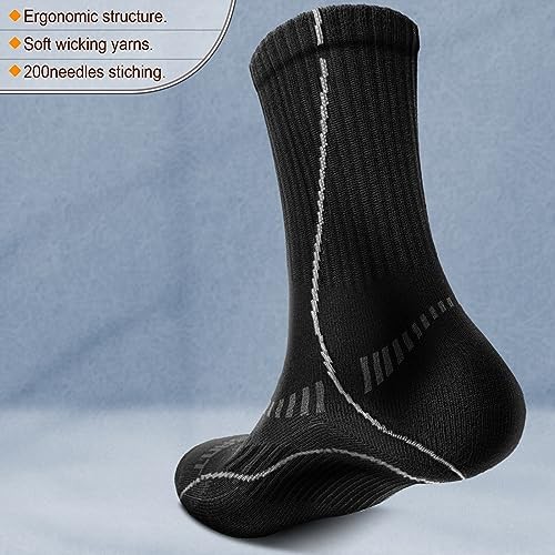 Men Athletic Socks, Compression Sports Crew Socks 11-13 6pairs-black3717