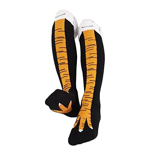 WHOTAY Crazy Funny Chicken Leg Socks for Women Men Novelty Chicken Feet Yellow