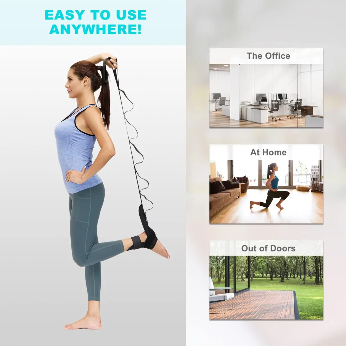 Leg Stretching Band Yoga Flexibility Strap Rehab Fitness Foot Stretch Tool Rope