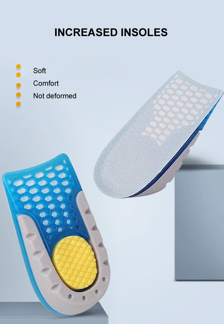 High Quality TPE Heightened Insole Height Increase Half Shoes Pad Men Women Sili