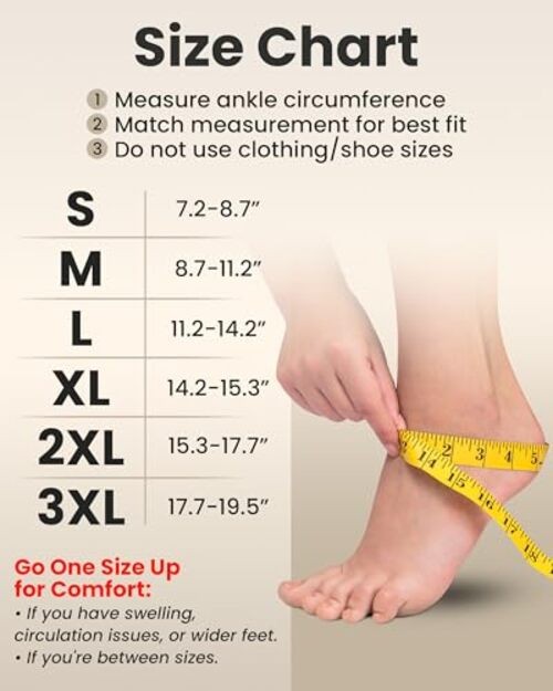 Ankle Compression Sleeve – 1-Pair, Plantar Fasciitis Large Black / 1 Pair