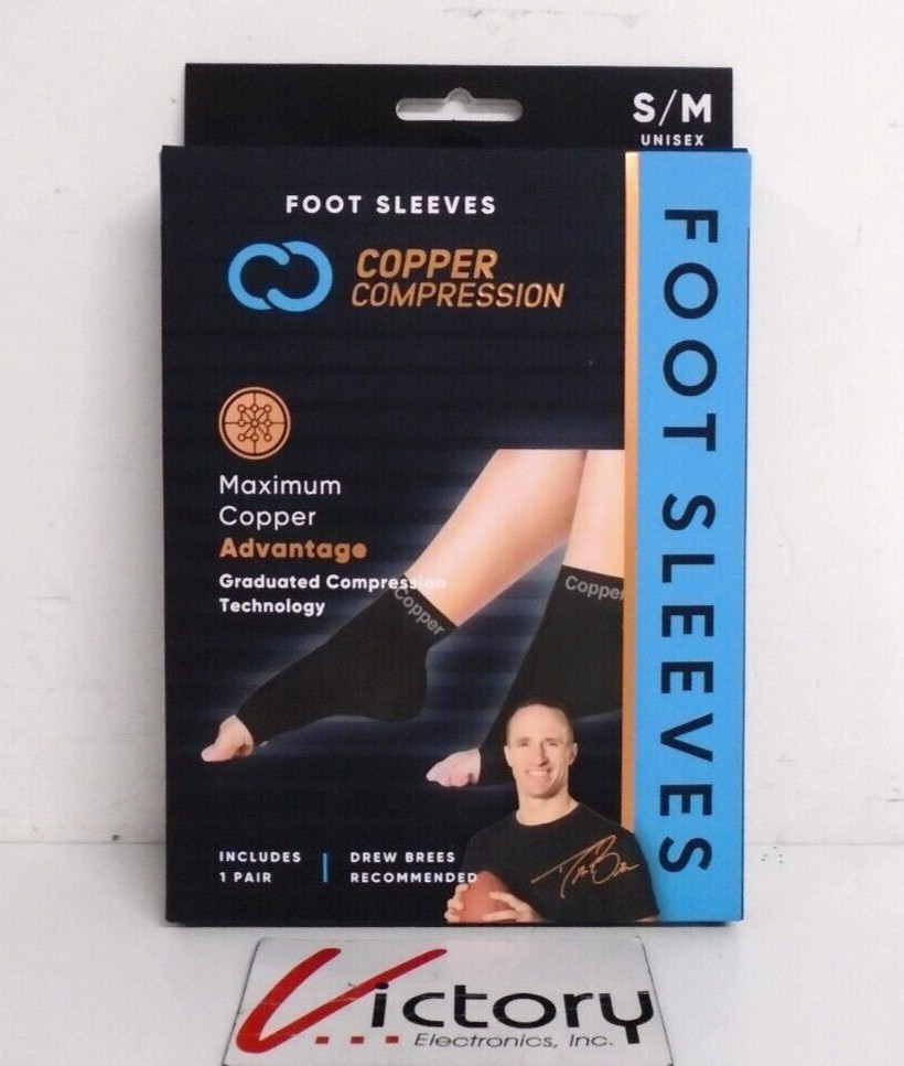 NEW Copper Compression Foot Sleeves – 1 Pair | Size: S/M – Unisex | CCCFS BS3