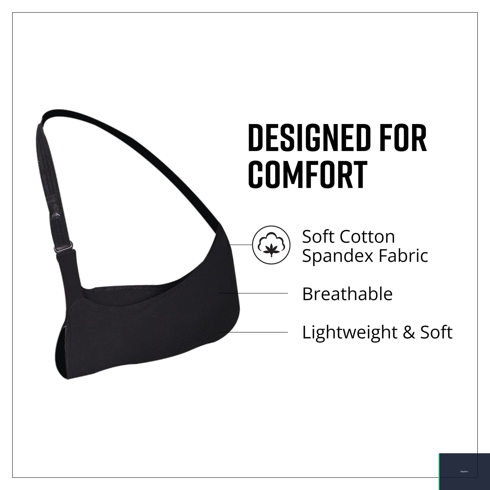 Arm Sling Adjustable Hook and Loop Lightweight Black Goliath Right or Left