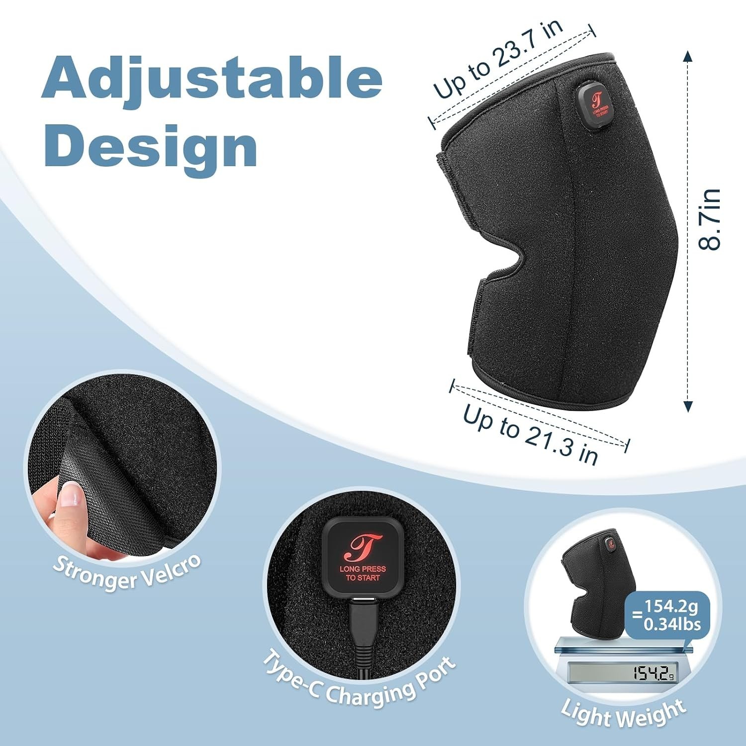 Soft Polyester Cordless Knee Heating Pad – Ideal for Arthritis and Muscle Pain