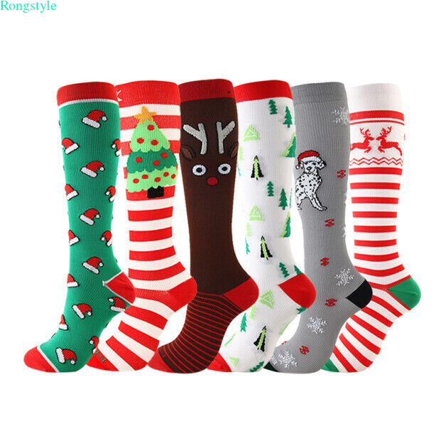 Compression Socks Stockings Womens Men Xmas Knee High Medical 20-30mmHG S/M-X/XL