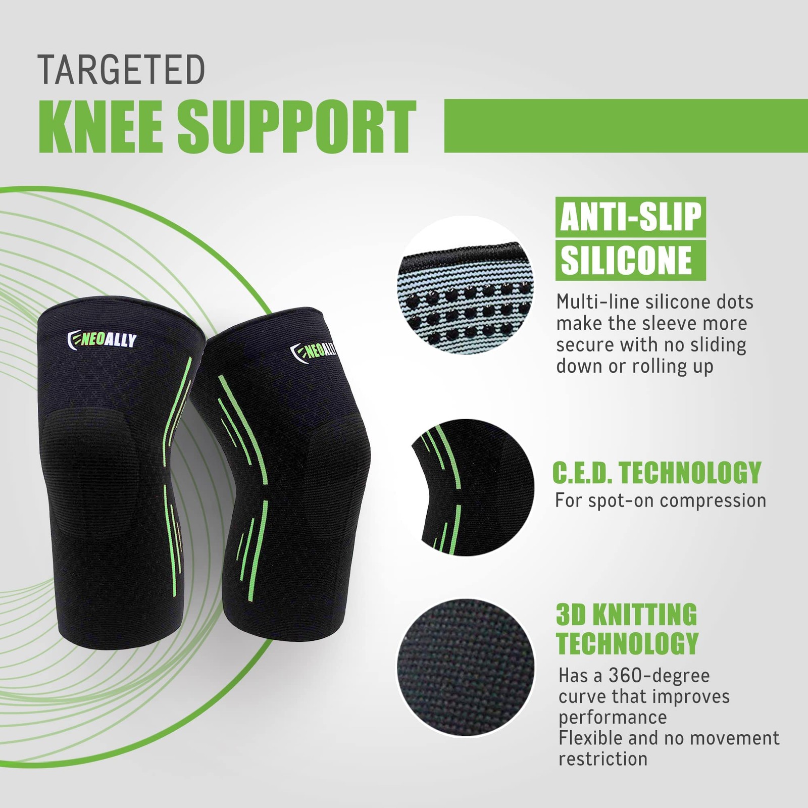 ® – Compression Sleeve for Knee, Athletic Gym Knee Support Sleeves for Knee R…