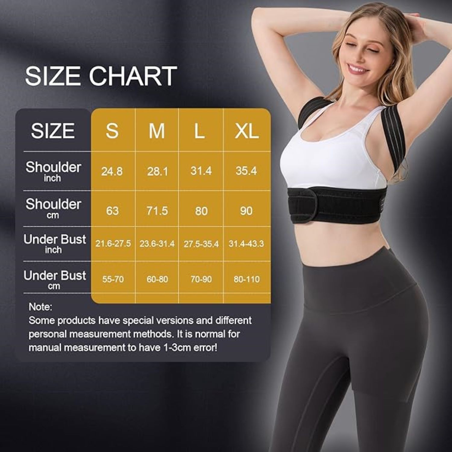 Portzon Back Brace Posture Corrector Men Women Adjustable Shoulder Support, XL
