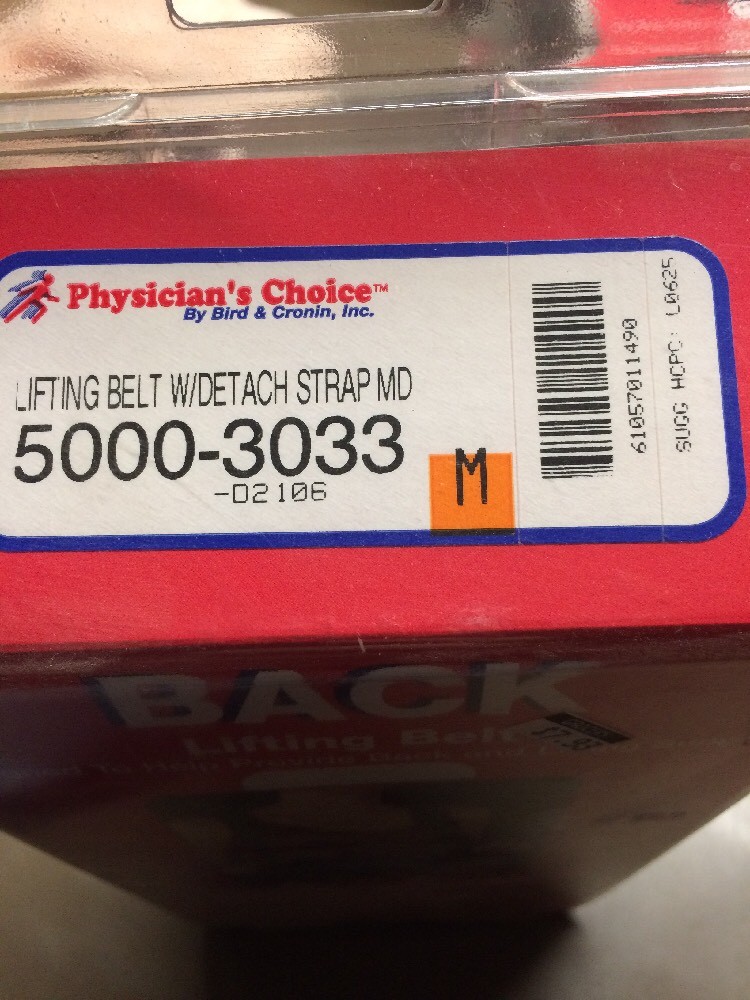 Physicians Choice Back Lifting Belt #5000-3033 Black Size Medium